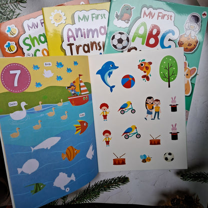 My First Sticker Books - Alphabet, Numbers, Shapes and 
Colours, Animals and Transport