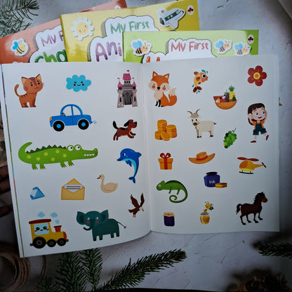 My First Sticker Books - Alphabet, Numbers, Shapes and 
Colours, Animals and Transport