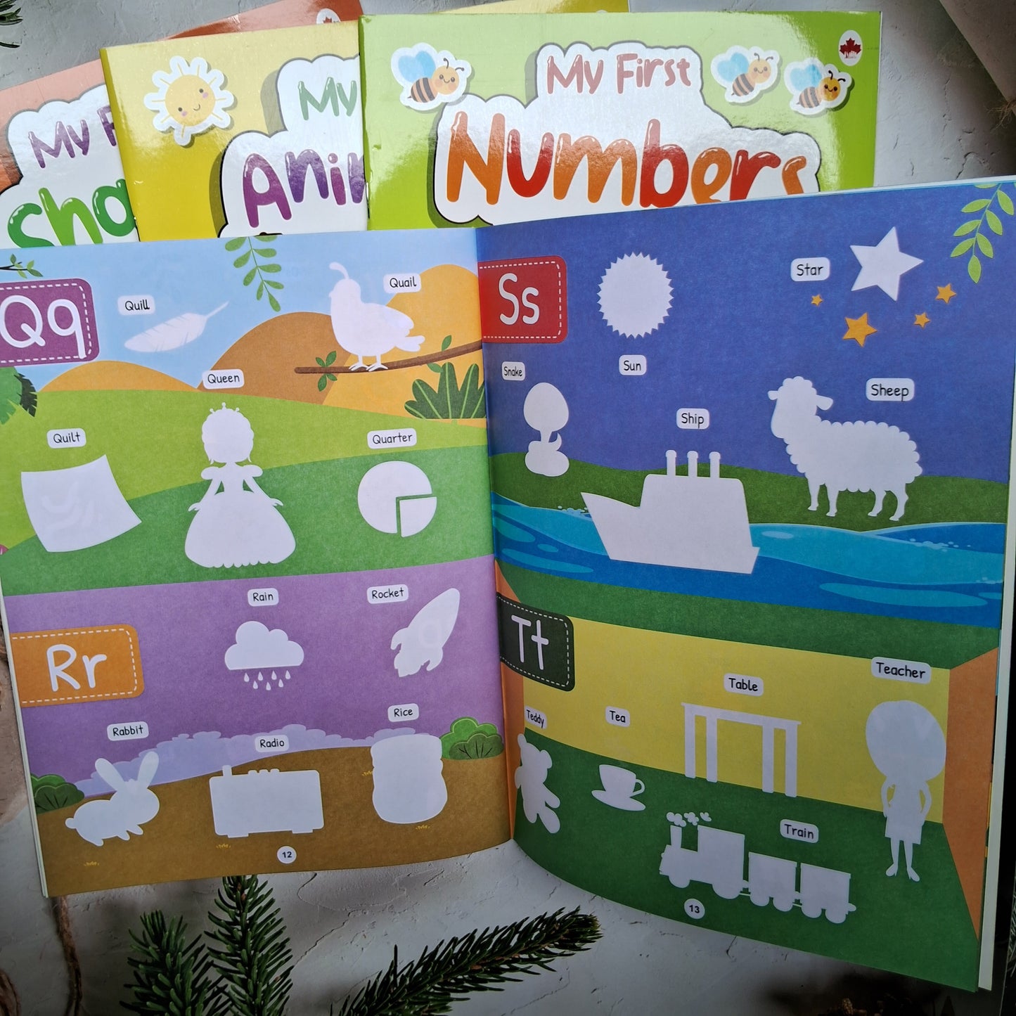 My First Sticker Books - Alphabet, Numbers, Shapes and 
Colours, Animals and Transport