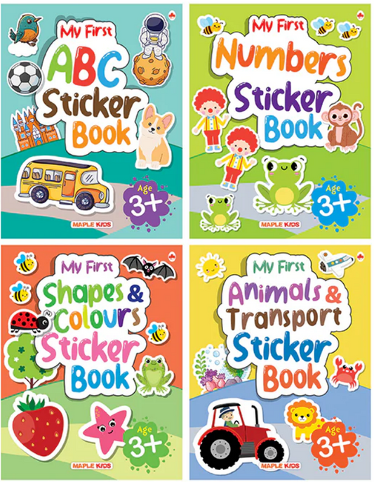 My First Sticker Books - Alphabet, Numbers, Shapes and 
Colours, Animals and Transport