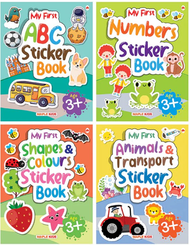 My First Sticker Books - Alphabet, Numbers, Shapes and Colours, Animals and Transport - We Are Turners